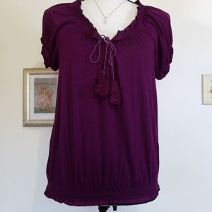Inc. Peasant tassel top satin trim purple small